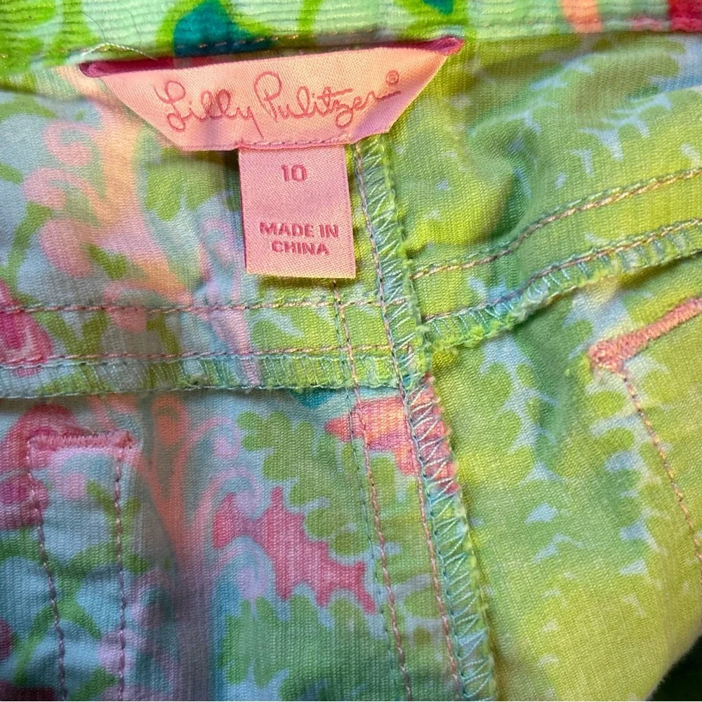 Girls Lilly Pulitzer size 10 Corduroy Colorful Pants Salamander Lizard Gecko Fun - Picture 11 of 12